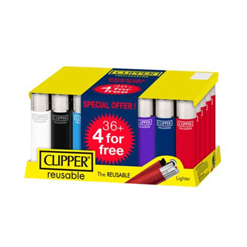 ClipperReusableLighterSolidColours36Pack 4LightersFree