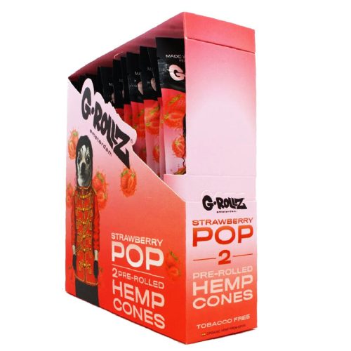 G-ROLLZ Pre-Rolled Hemp Cones - 12 Packs Per Box - 2 Cones Per Pack  G-ROLLZ Strawberry Pop